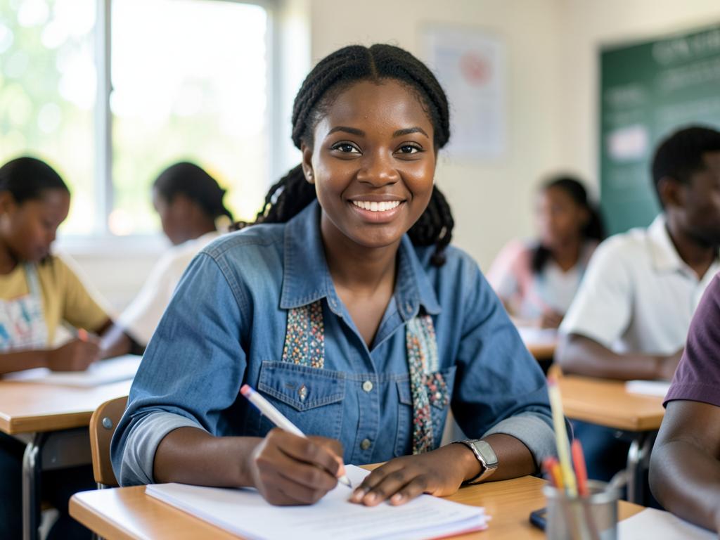 Young woman taking notes during a training session